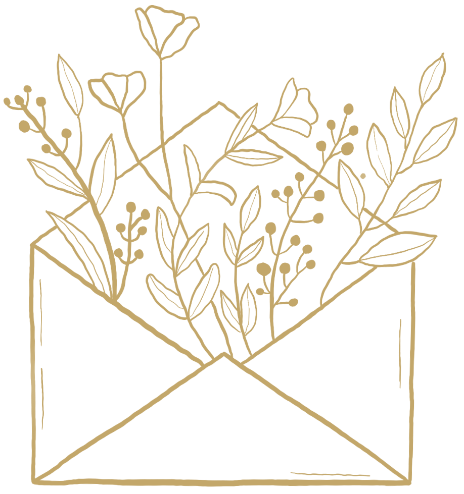 Illustration eines Briefumschlags mit Blumen als Symbol für den Growthletter.