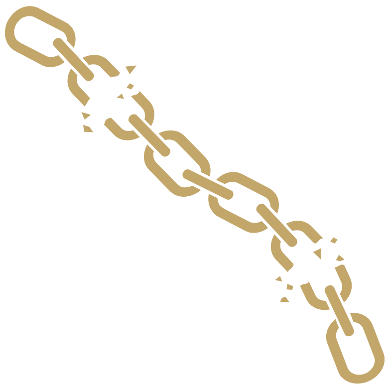 Aufbrechende Kette als Symbol für innere Befreiung und das Lösen aus zu engen Lebensmustern.